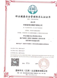 职业健康安*管理体系认证证书